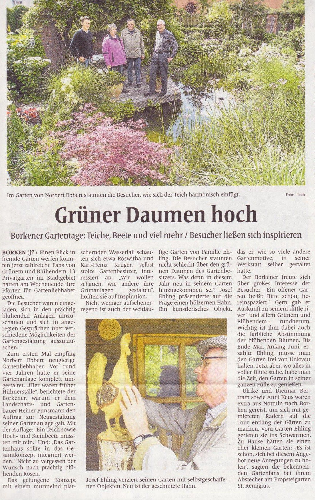 Bericht der Borkener Zeitung "Grüner Daumen hoch"